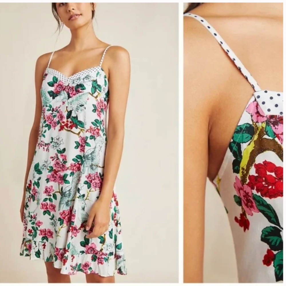 Layla Sleep Bird Floral Flower Chic Glam Girly Ruffle Classy Comfy Mini Dress
